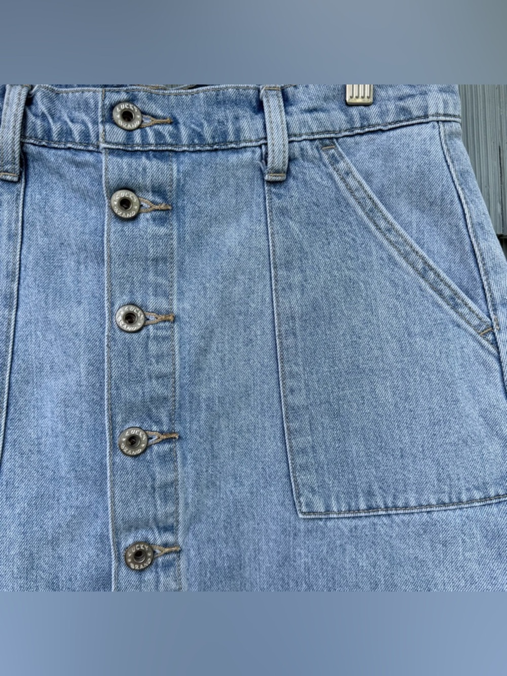 lucky brand denim utility skirt with pockets, women's size 8/29, button down - Picture 8 of 16